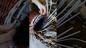 Кашпо из ротанга с добавлением другого цвета. Часть 1.