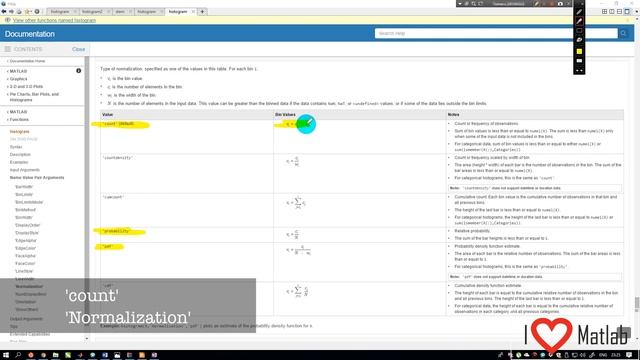 Гистограмма распределения в Матлаб