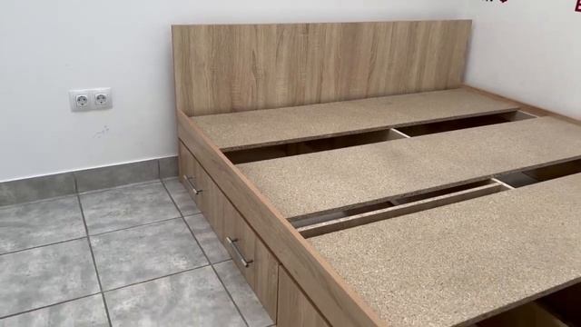 Кровать Амели 160 (160 на 200), дуб сонома с ящиками (ВМ-Мебель)