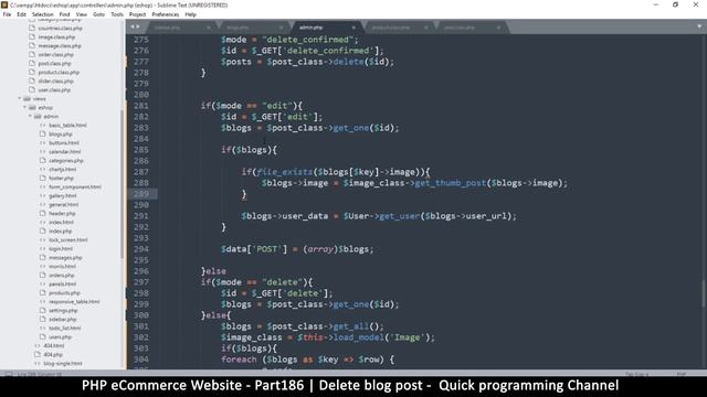 #186 PHP Ecommerce website development | Delete blog post | MVC OOP - Quick programming смотреть онлайн