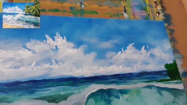 Рисуем Волна,пальмы смотреть онлайн