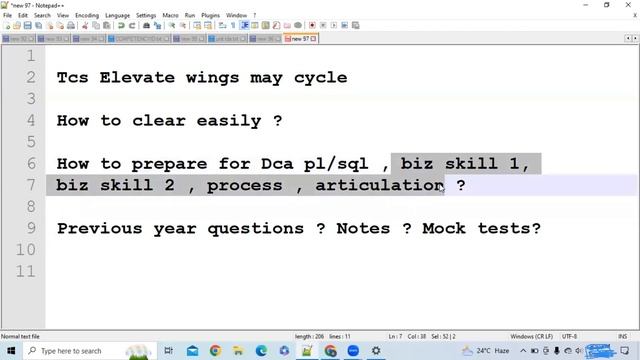 tcs elevate wings1 previous year questions dca plsql, process, articulation , biz1,biz2 ,wings 1 смотреть онлайн