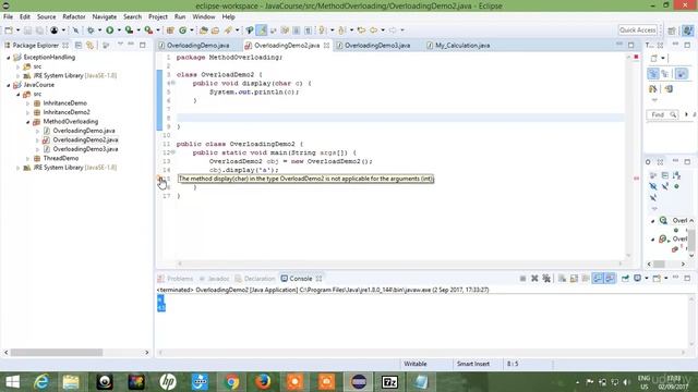 7 Method Overloading Demo in Java смотреть онлайн