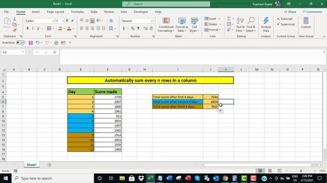 Excel: automatically sum every n rows in a column смотреть онлайн