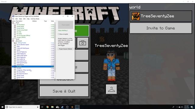 Minecraft Windows 10 Edition (Bedrock) 1.12.0 Hacks! ( Air Jump, Long Jump, Always Sprint, No Fall)