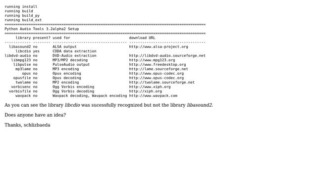 Raspberry Pi: How to include the library libasound2 into python-audio-tools? смотреть онлайн