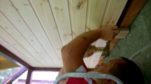 ???Дачный вопрос. Как мы подшивали вагонкой потолок на крыльце.(часть3)