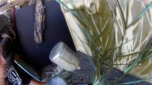 Покраска лодки под камыш