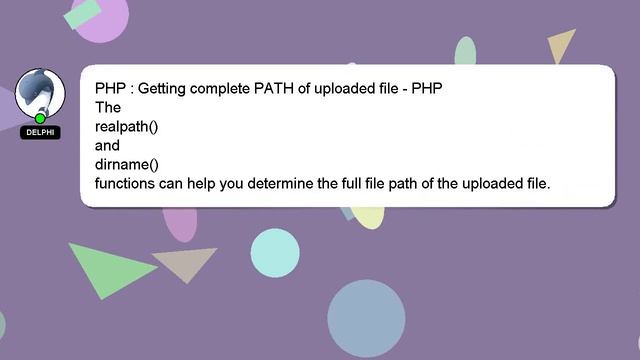 PHP : Getting complete PATH of uploaded file - PHP смотреть онлайн