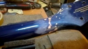 Ремонт грифа акустической гитары.(склейка головы грифа).