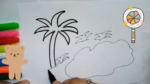 Easy drawing of a picture of nature for children| Легкое рисование картины природы для детей|Tabiat смотреть онлайн