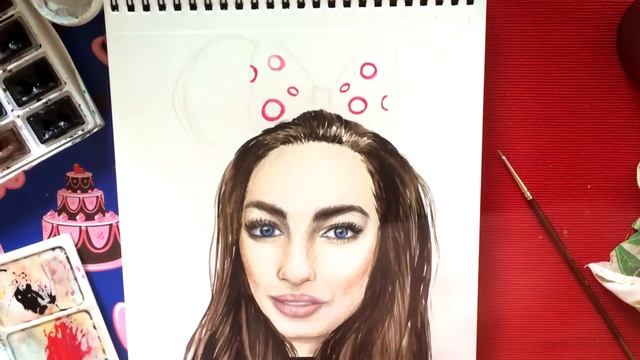 Видеопортрет, рисуем портрет цветными карандашами/Speed drawing portrait (Minnie Mouse)/ смотреть онлайн