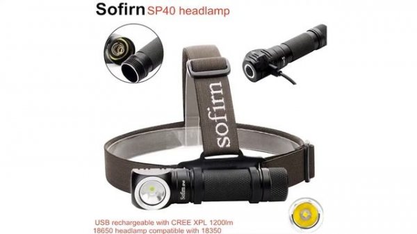 Налобный фонарь Sofirn SP40, светодиодный, 1200 люмен, перезаряжаемый с аккумулятором 18650 и