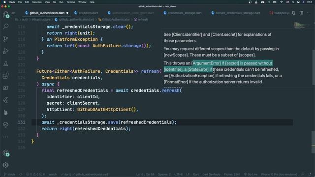 Refresh Credentials Method in Flutter - GitHub Clone Tutorial смотреть онлайн