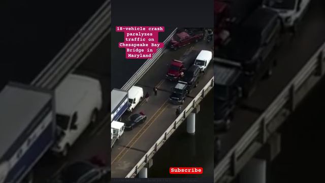 18-vehicle crash paralyzes traffic on Chesapeake Bay Bridge in Maryland.😳 #accident #shortvideo смотреть онлайн