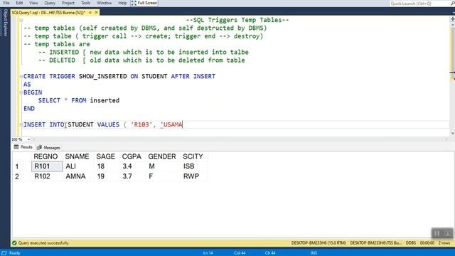 DDBS Wk 13 SQL Triggers Temp Tables смотреть онлайн