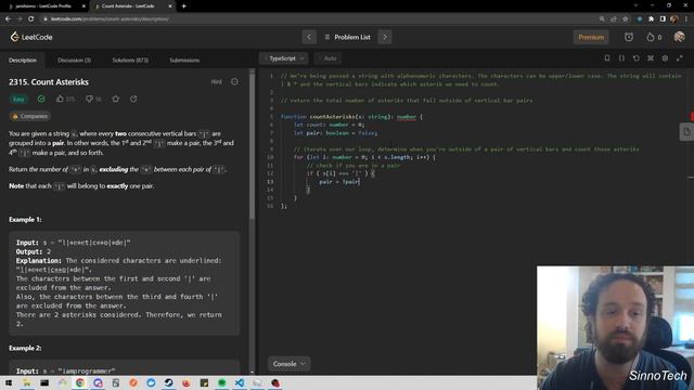 Count Asterisks - TypeScript смотреть онлайн