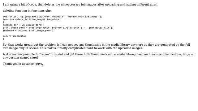 Wordpress: media library not showing thumbnails after deleting full image смотреть онлайн