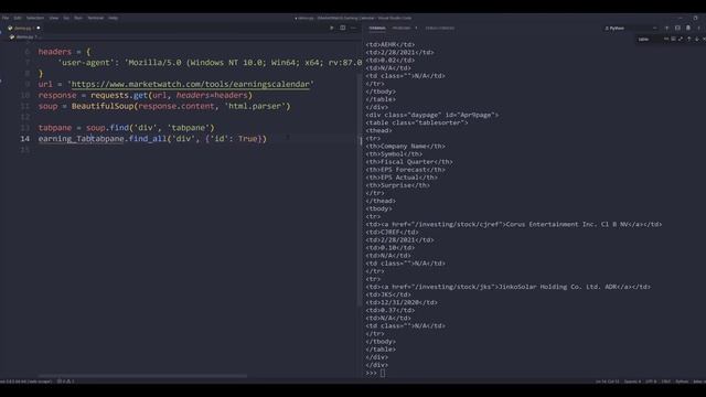 Web Scraping Earning Calendar With Python смотреть онлайн