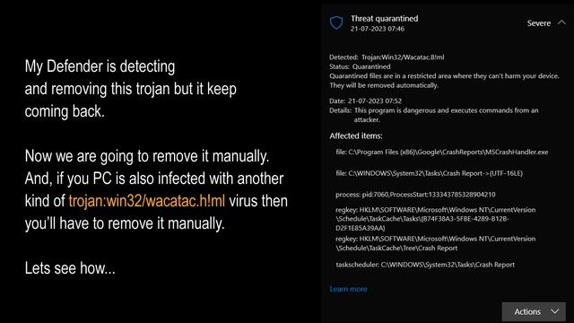 How to get rid of Trojan:Win32/wacatac.h!ml Virus? [ Step to Step Tutorial ] смотреть онлайн