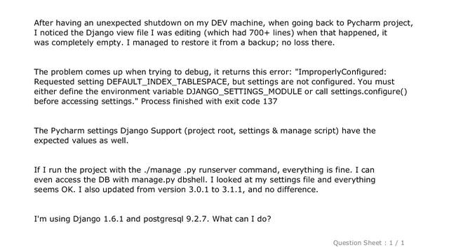 Django : Pycharm error: Improperly configured смотреть онлайн