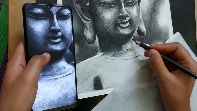 How To Draw Buddha Statue / Graphite Pencils realistic statue drawing step by step tutorial PAR 3 смотреть онлайн