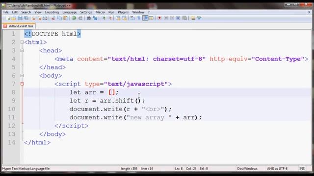 Shift and Unshift Methods in JavaScript Arrays смотреть онлайн