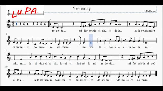 Yesterday (The Beatles) - Flauto dolce - Note - Spartito - Karaoke - Canto - Instrumental - Musica смотреть онлайн