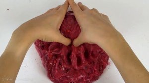 ASMR Slime ❤️💦💤 Mixing ”RED” makeup, Eyeshadow, glitter into slime. Satisfying slime video.