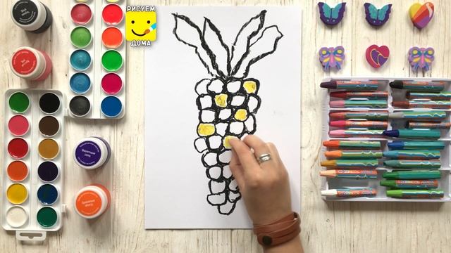 Рисуем КУКУРУЗУ веселую для детей/ ОВОЩИ/ Простые рисунки/ Уроки рисования/ РАСКРАСКА смотреть онлайн