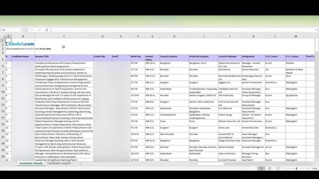 How to download the resumes in excel format from Naukri's database? смотреть онлайн