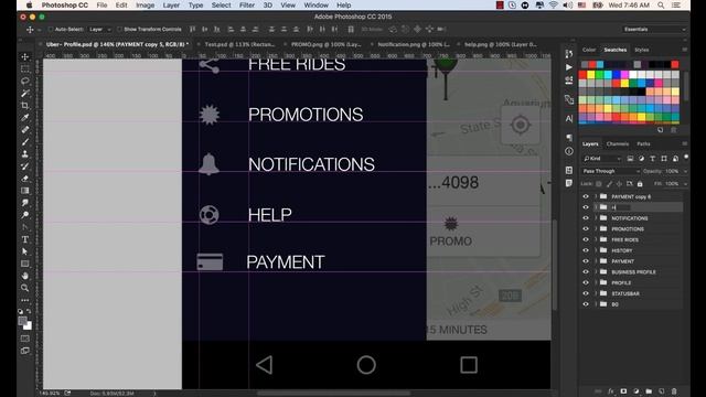 Mobile App Design in Adobe Photoshop 2022 19. Replacing Icon and Text Description in Side Menu смотреть онлайн