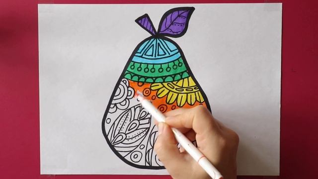 How to draw a pear step by step | Как нарисовать грушу | bolalar armutni bo'yashadi | Мандала смотреть онлайн
