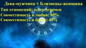 Совместимость Дева-мужчина и Близнецы-женщина