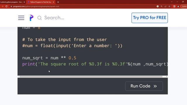 Python program to finding Square Root смотреть онлайн
