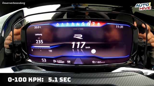 Tachovideo Volkswagen Golf R Variant 4Motion DSG 0-100 Kmh Kph 0-60 Mph Beschleunigung Acceleration