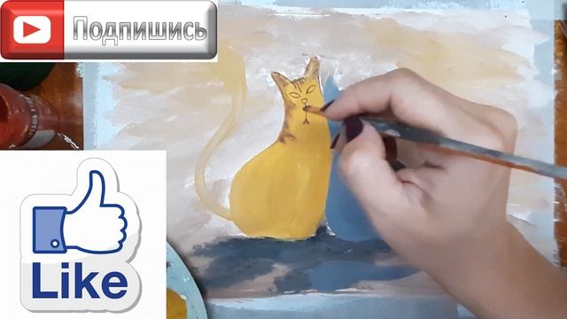 Рисуем интерьерную картину, влюбленные котики. Рисуем влюбленных котов. Правополушарное рисование. смотреть онлайн