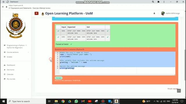 Answers for 'Python Programming - Basics' | 3.1, 3.2, 3.3, 3.4 | Python for beginners - 1 смотреть онлайн