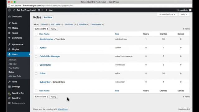 Granting custom user access to Cab Grid Pro Wordpress plugin смотреть онлайн
