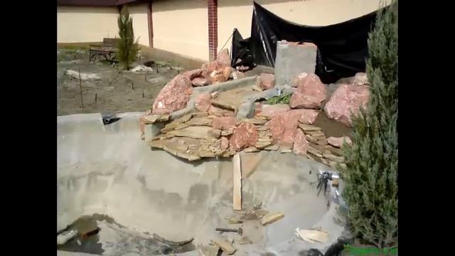 Поэтапное строительство водопада из природного камня своими руками (Вариант 2) смотреть онлайн