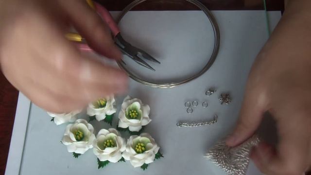 СБОРКА КОЛЬЕ С ЭУСТОМАМИ из полимерной глины FIMO