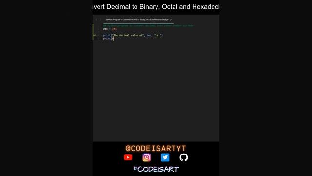 Convert Decimal to Binary, Octal and Hexadecimal in Python | Python Examples | Python Code Tutorial смотреть онлайн