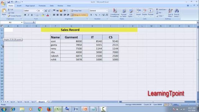 How To Change Row Height || Column Width In MS Excel-Lession-18 смотреть онлайн