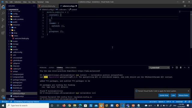 Laravel 8 et Tailwindcss installation et configuration смотреть онлайн