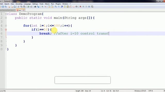 break statement in java : with Example смотреть онлайн