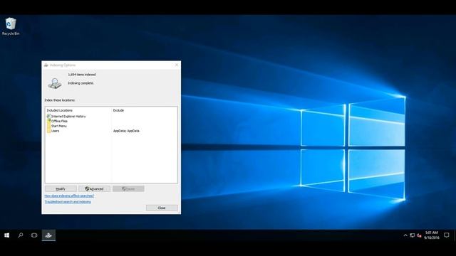 43. Управление Параметры индексирования Windows в Windows 10 смотреть онлайн