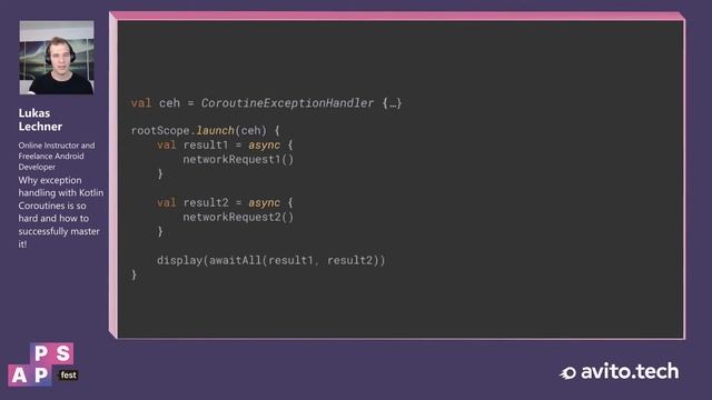 Lukas Lechner. Почему обработка исключений с помощью Kotlin Coroutines сложная и как ее освоить! смотреть онлайн