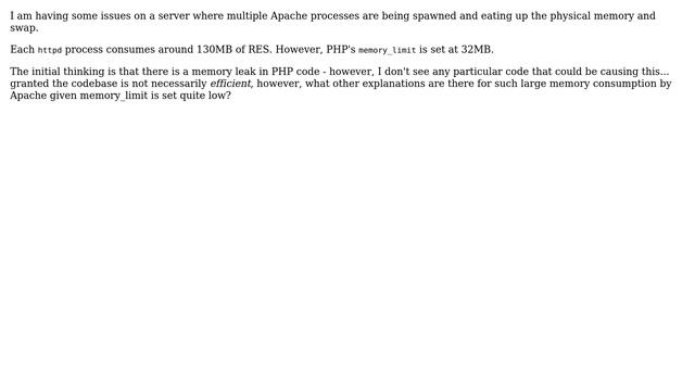 DevOps & SysAdmins: Apache uses more memory than PHP's memory_limit смотреть онлайн