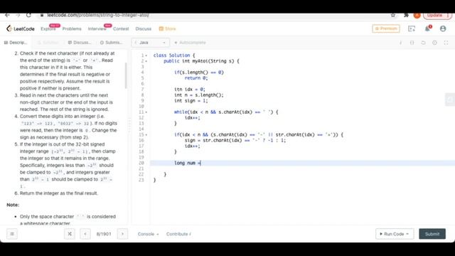 Leetcode 8 : String to Integer atoi - Problem Solved смотреть онлайн