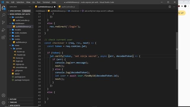 Node Auth Tutorial (JWT) #17 - Checking the Current User смотреть онлайн